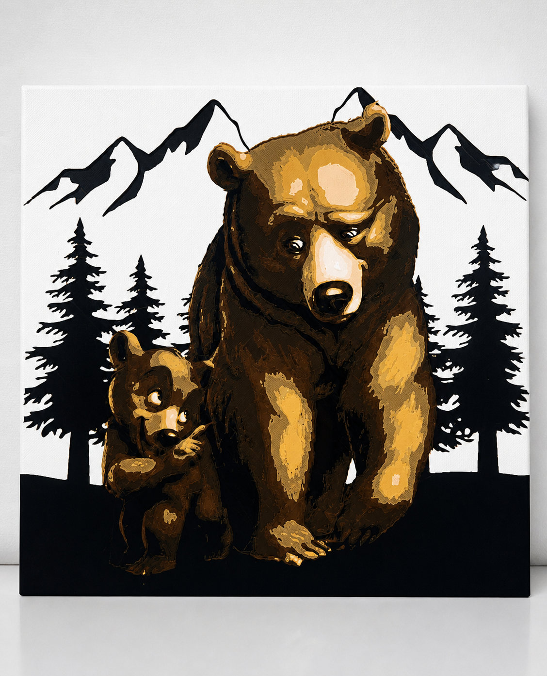 Quadro Urso e Cria — Arte 3D